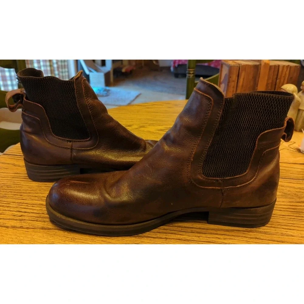 Men's Calvin Klein‎ Jeans Leather Pull On Up Ronnie Boots Brown US Size 11.5